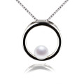 Large Circle Silver Natural Simple Pearl Pendant